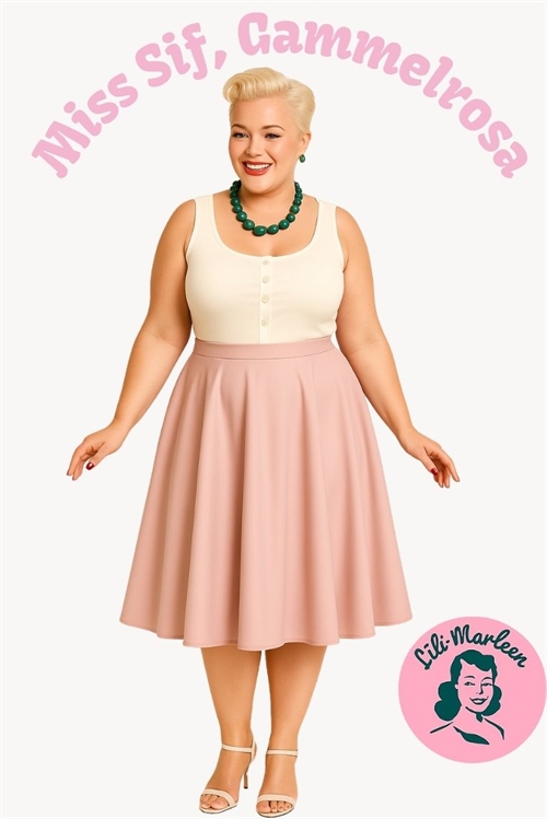 50´er nederdel - Sif - Gammelrosa swing nederdel