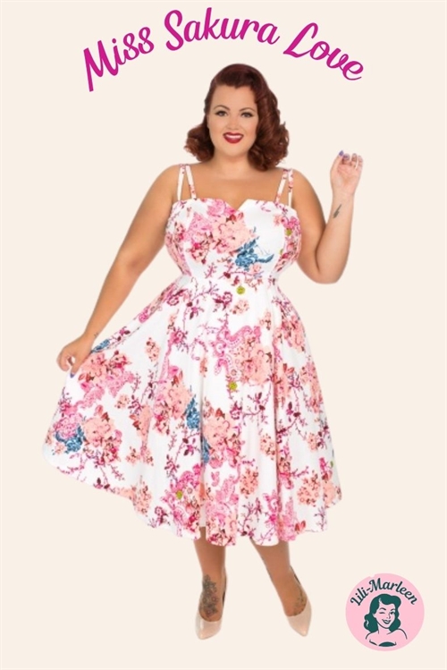 Miss Sakura Love – Romantisk Swingkjole med Blomsterdrøm i Plus Size