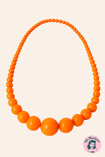 Halskæde med plastperler; Miss Divas favorit - neonorange