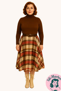 Vinternederdel - Miss Emma -  klassisk Sød ternet i jordfarver