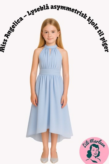 Miss Angelica Lyseblå asymmetrisk kjole til piger