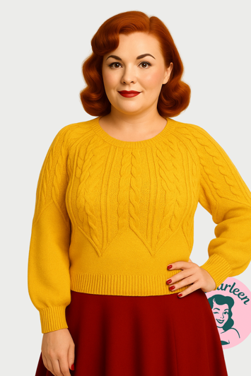 Vinterstriktrøje - Minna strik - elegant gul strik trøje