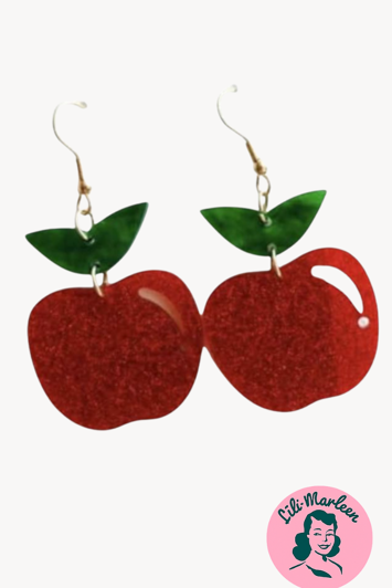Sparkling Apple – røde æbleøreringe med grønne blade