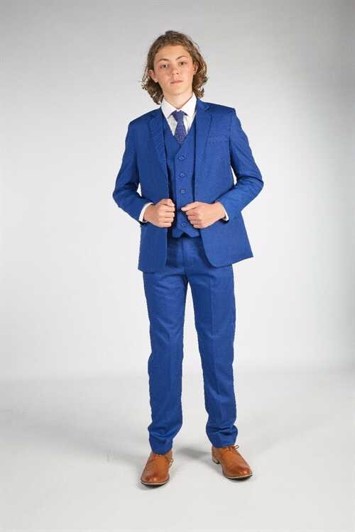 Børne jakkesæt: Oliver Max, koboltblå - drenge jakkesæt i 5 dele  👔