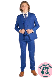 Børne jakkesæt: Oliver Max, koboltblå - drenge jakkesæt i 5 dele  