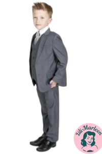 Børne jakkesæt: Oliver Max,  mørkegrå - drenge jakkesæt i 5 dele 