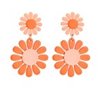 Øreringe -  store hængeøreringe - "blomster" - orange/peach