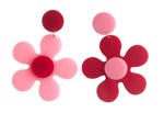 Øreringe -  store hængeøreringe - "blomster" pink/rød