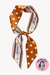  Satin Tørklæde/Pyntet Tørklæde - Orange med hvid prik 