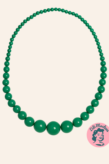 Halskæde med plastperler; Miss Divas favorit - mørk grønne