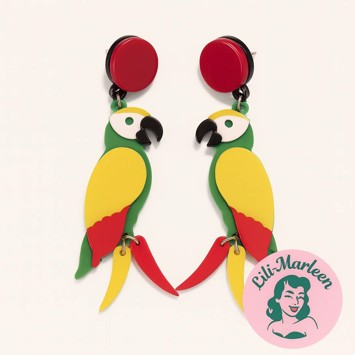 Tropical Parrot – Farverige papegøjeøreringe i retro stil