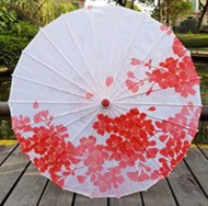 Solparaply/ parasol - vintage paraply/parasol rød flora