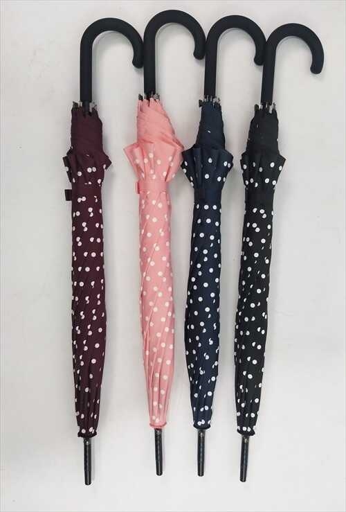Paraply, vintageinspireret paraply med polka prikker i flere farver 