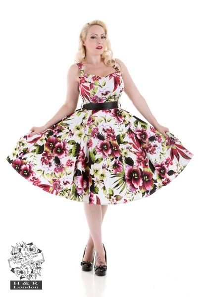 Lily – Eventyrlig 50’er Swingkjole med Tropiske Blomster