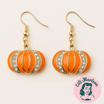 Pumpkin Glam – Glitrende Halloween øreringe i vintage stil (2 cm)