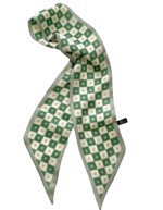  Satin Tørklæde/Pyntet Tørklæde - Ivory med Tern/hjerter - grøn 💚