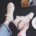 Sneakers - fede høje Sneakers i hvid med regnbue