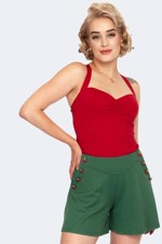 Vintage-shorts: Miss sweety cherry - grønne shorts med kirsebær
