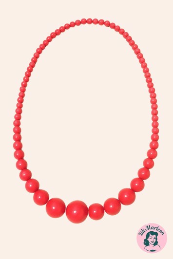 Halskæde med plastperler; Miss Divas favorit - rød
