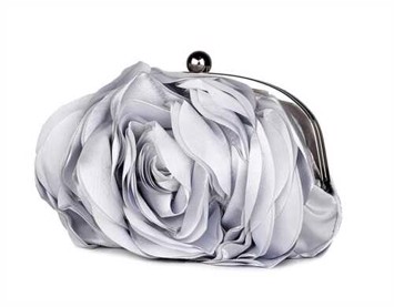 Fest clutch - Rosaly; sølvgrå - sød fest taske i satin 