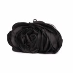 Fest clutch - Rosaly; sort rose - sød fest taske i satin 