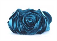 Fest clutch - Rosaly; teal rose - sød fest taske i satin 