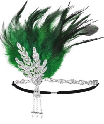 1920´er Gatsby/Charleston accessories - headpiece, grøn - deluxe