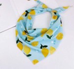 Satin head/neck scarf, blå med citroner