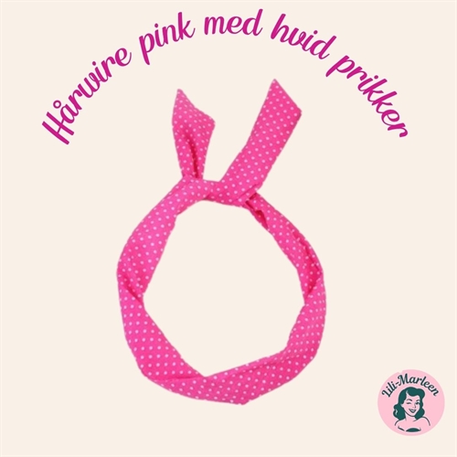 Hårbånd med wire - pink med hvide polka prikker