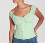 Top: Celia top - romantisk mintfarvet i broderi anglaise