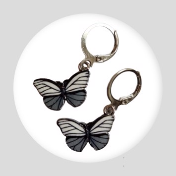 Øreringe - hængeøreringe - de sødeste sølvgrå sommerfugle 🦋