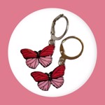 Øreringe - hængeøreringe - de sødeste lyserød/rød sommerfugle 🦋