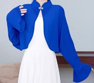 Bolero/cardigan - chiffon - kongeblå