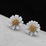 Ørestikker - små blomster, hvid med guld
