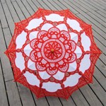 Sol paraply/Brude parasol, rød/hvid