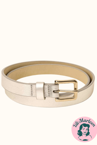 Smalt læder bælte, sølv