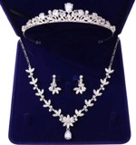 Diadem/Tiara med smykkesæt - blomsterdrøm, sølv 