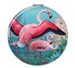 Taskespejl; flamingo - sødt lille makeup spejl til tasken 