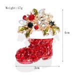 Jule broche - julestøvle med blomster og glitrende sten, stor