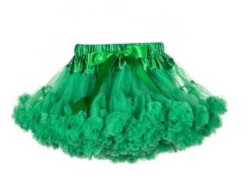 Strutskørt, mørkegrøn - det sødeste strutskørt til børn med silkebånd