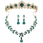 Diadem/tiara med smykkesæt - Annabel, grøn