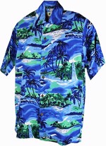 60´s Hawaii Skjorte - Tropical Blue 