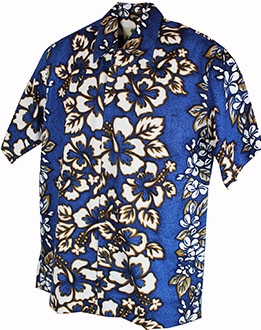 60´s Hawaii Skjorte - Hibiscus Blue 
