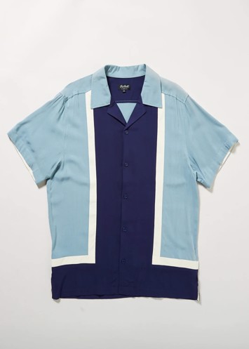 Kortærmet herreskjorte: WALTER CONTRAST PANEL BOWLING SHIRT