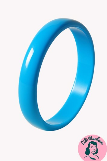 Plastik armring/Blå retro bangle - Cuff rund, frostblå