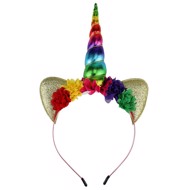 Enhjørning/unicorn hårbøjle, tivoli - regnbue, deluxe