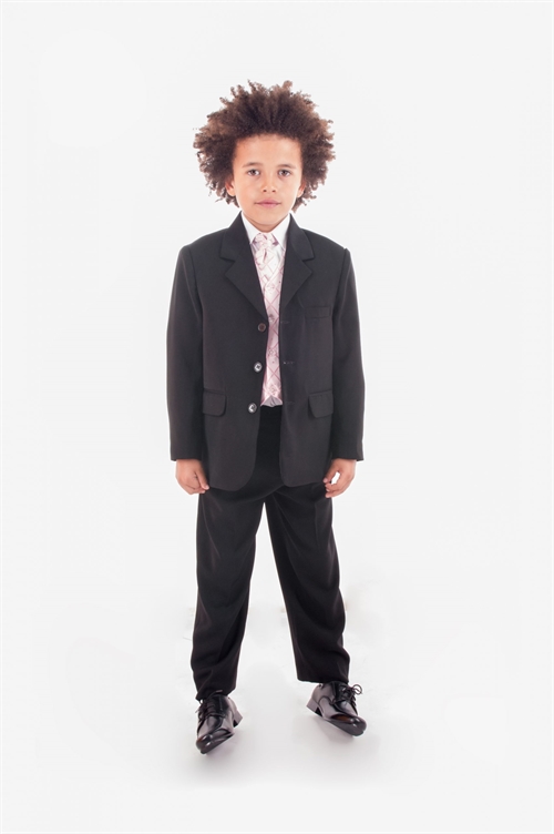 Børne jakkesæt: Elliot; sort/pink - jakkesæt i 5 dele 
