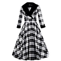 Miss Tiffany Black Tartan Coat Dress– Smuk sort/hvid ternet kjole 