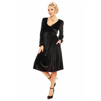50ér kjole; Katherine, sort velour
