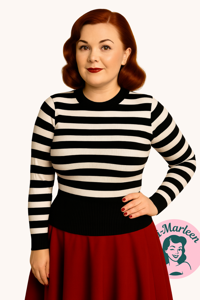 Højhals: Miss Beetlejuice, sort/hvid; En klassiker i dit klædeskab